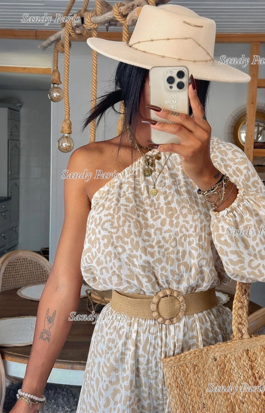 Combinaison en coton gaze léopard