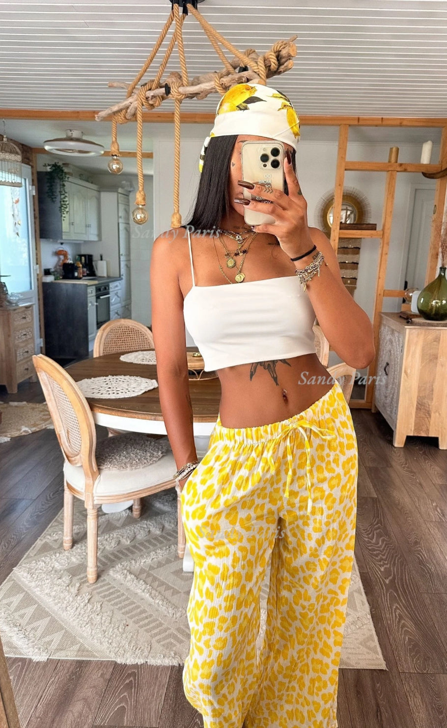 Pantalon ample en gaze de coton