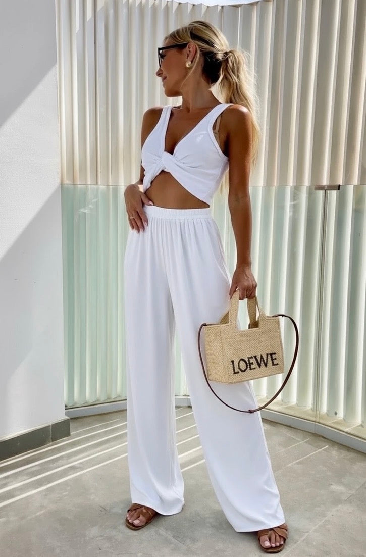 Pantalon large taille élastique