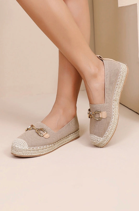 Espadrille bohème en maille et boucle