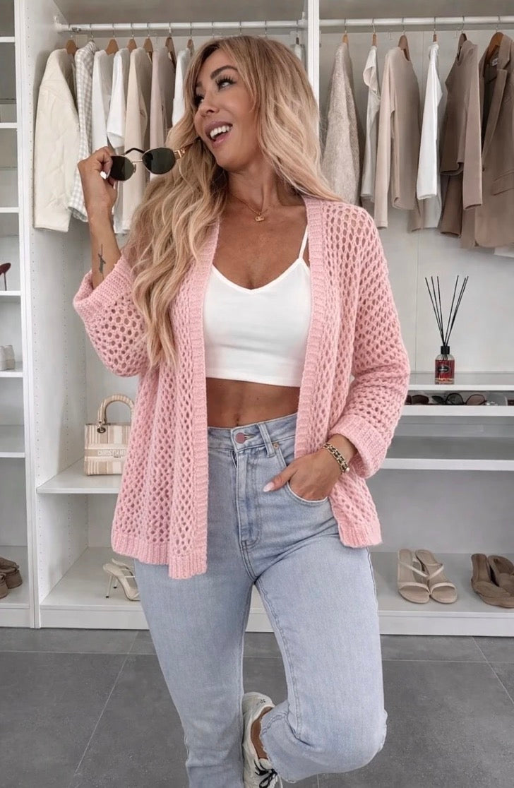Gilet maille ajourée coupe droite