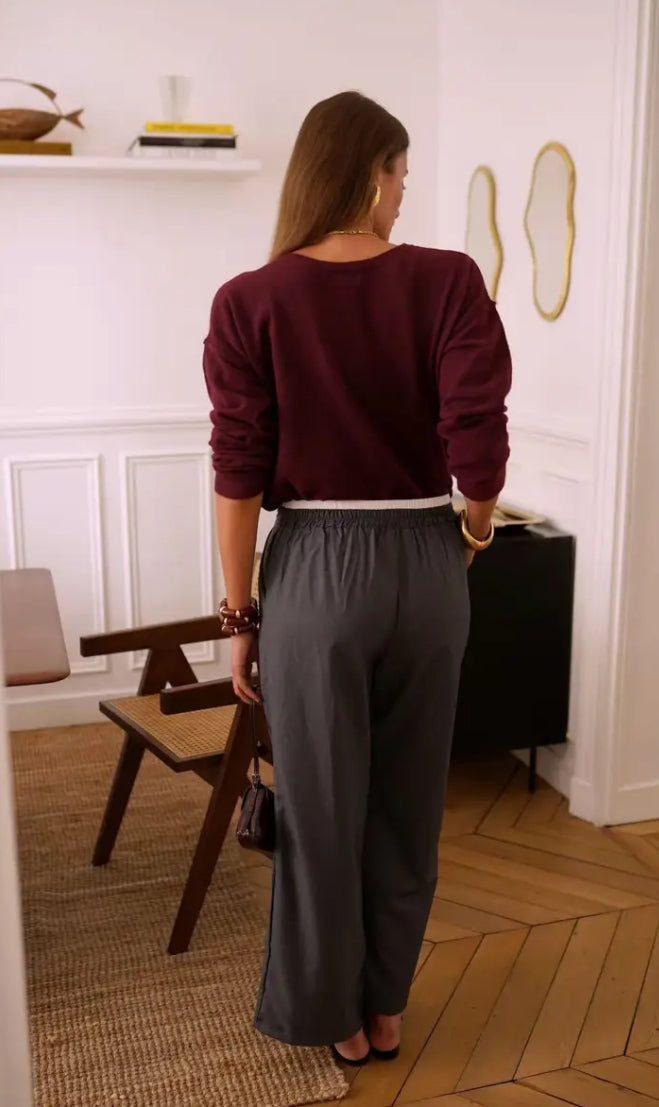 Pantalon taille à nouer – Confort moderne en polyester.