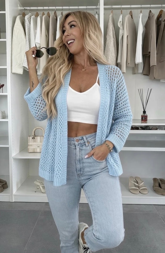 Gilet maille ajourée coupe droite