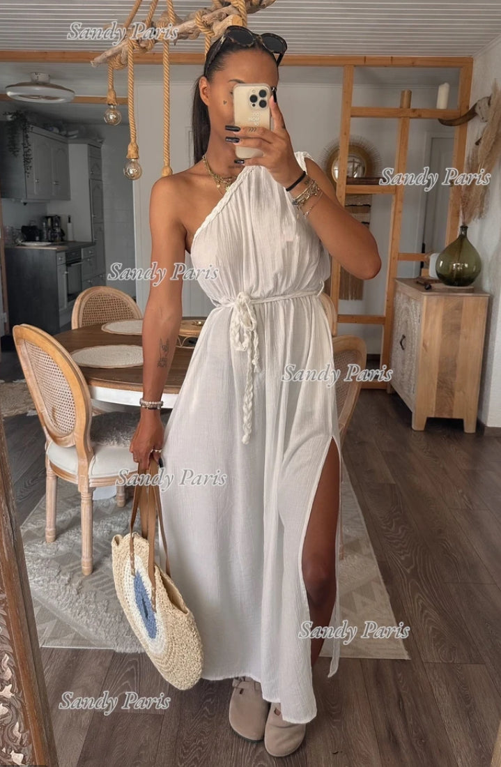 Robe longue asymétrique