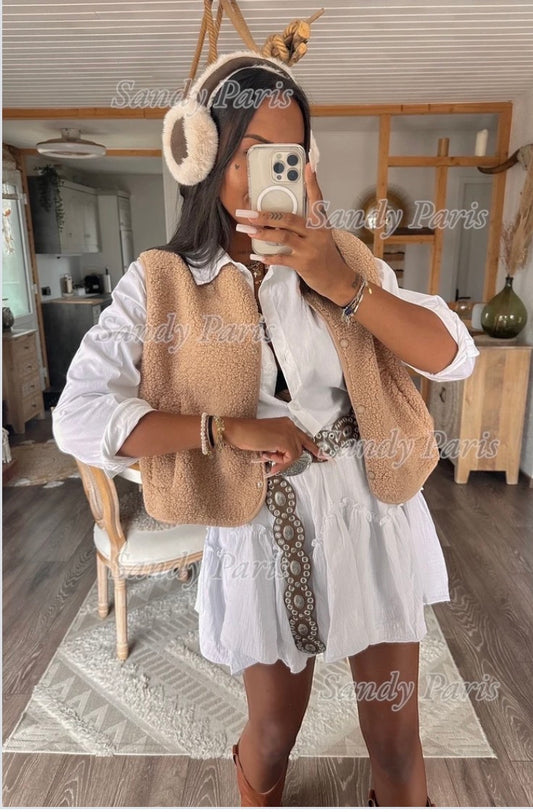 Gilet Effet Peau de Mouton – Chaleur & Style Décontracté